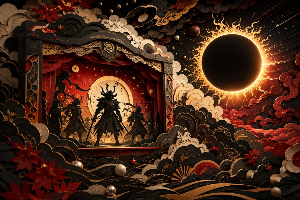 Kirigami Eclipse Theater Cut-paper eclipse game cover